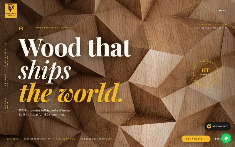 Pine Pack Timber website — corporate web design, Dubai
