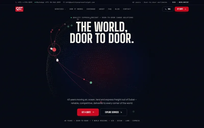 Quality Express Freight website — corporate web design for a Dubai freight forwarder